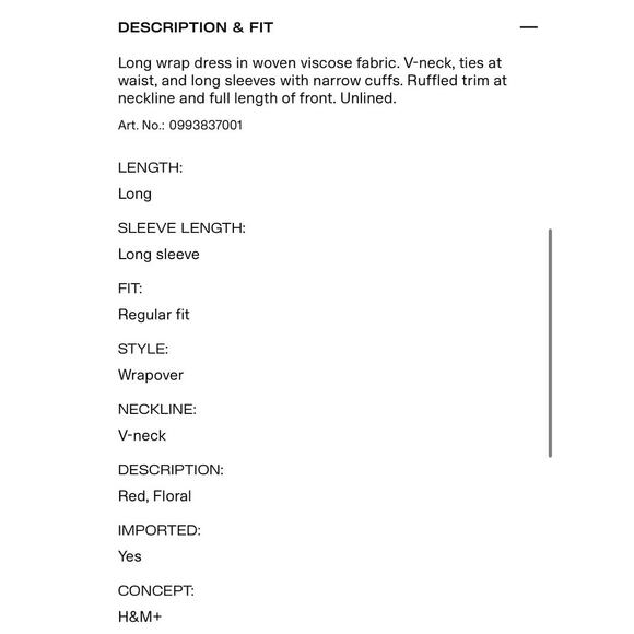 NWT H&M+ Ruffle trimmed red wrap dress sz: S - Picture 7 of 10